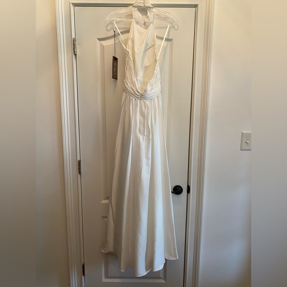 Mac Duggar Chiffon Halter Gown White - Picture 5 of 13